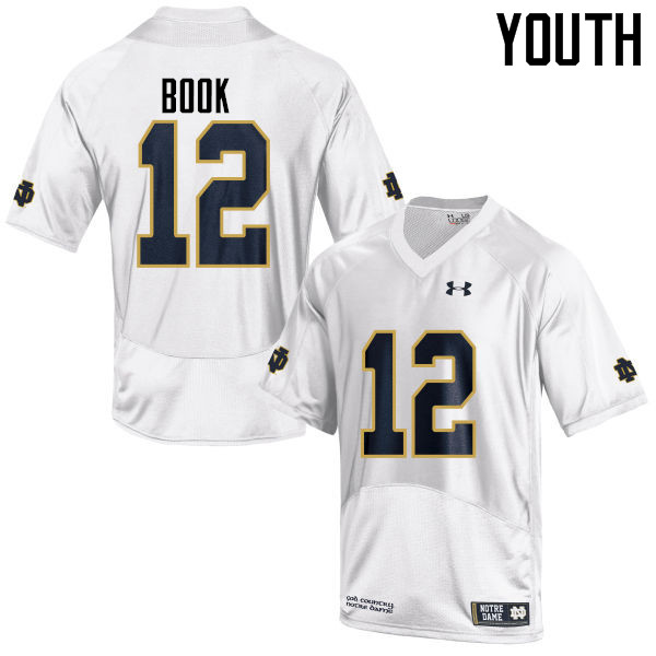 Youth #12 Ian Book Notre Dame Fighting Irish College Football Jerseys-White - Click Image to Close